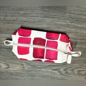 Vintage Red and White Geometric Pouch Make-Up Bag
